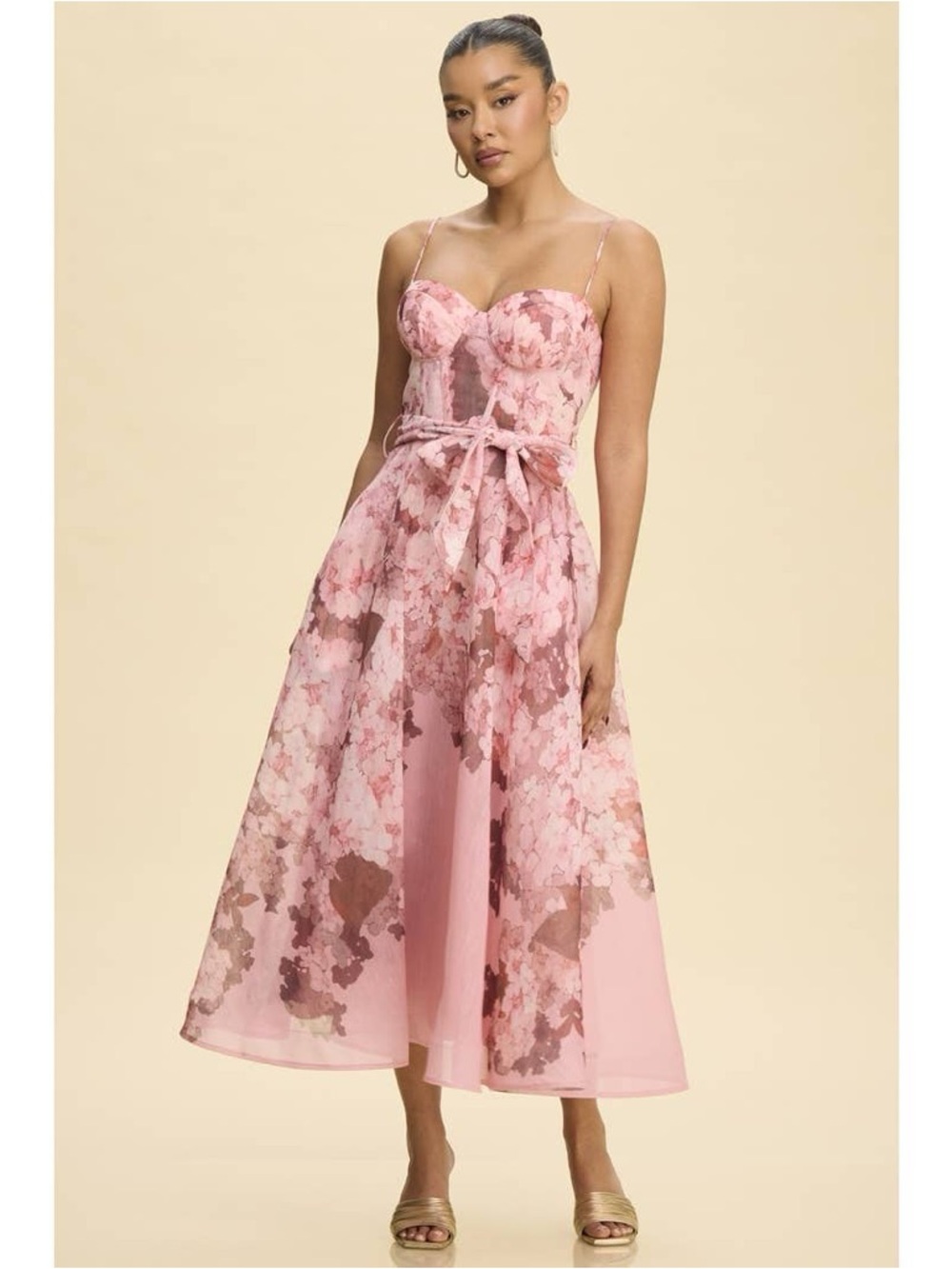 Provence Petals Corset Midi Dress